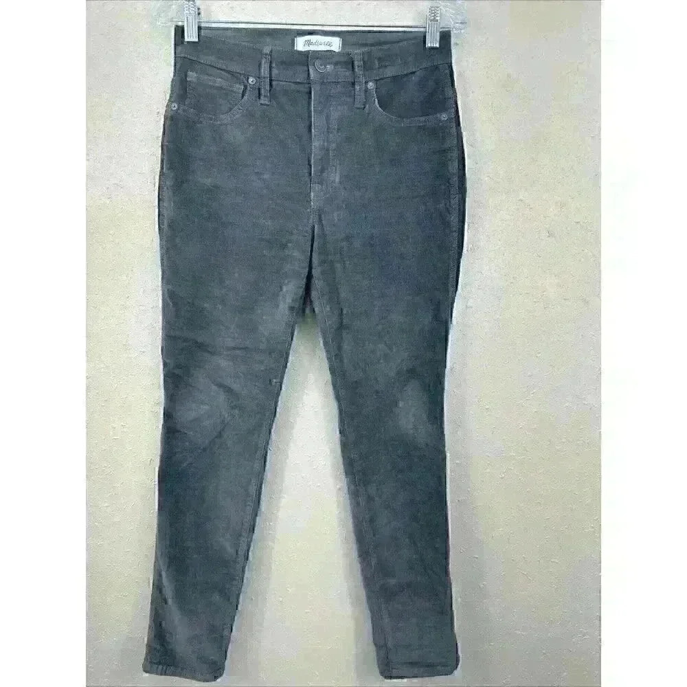 Madewell Women Gray Corduroy Skinny Jeans Size 27P 10" High rise skinny WJC1